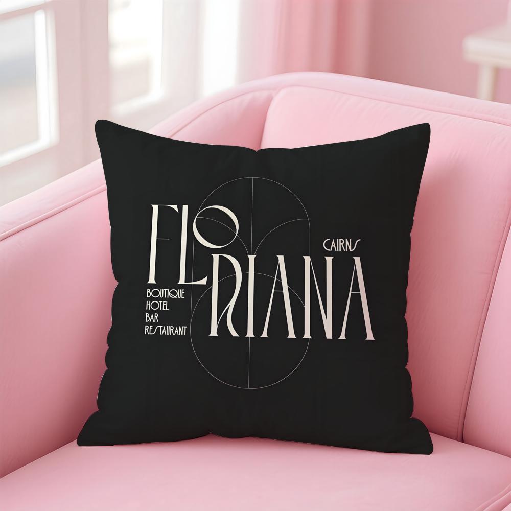 Text image Pattern Floriana Cushion Cover Pillowcase Short Plush Invisible zipper Room Sofa Cushion Cover