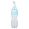 Food Feeder Soft Silicone One Handed Operation Scale Design Feeder with Soft Spoon for Elderly Patients Blue