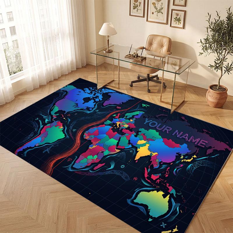 Abstract Personalized Theme Crystal Velvet Floor Rug Personalized Custom Name Text Warm Carpet Home Decoration
