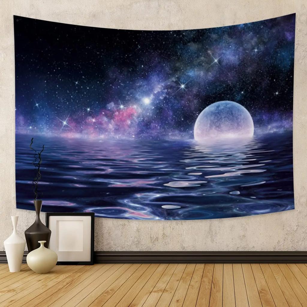 Full Moon Tapestry Galaxy Tree Starry Sky Mystic Psychedelic Art Tapestry bedrooms macrame wall hanging room decor aesthetic