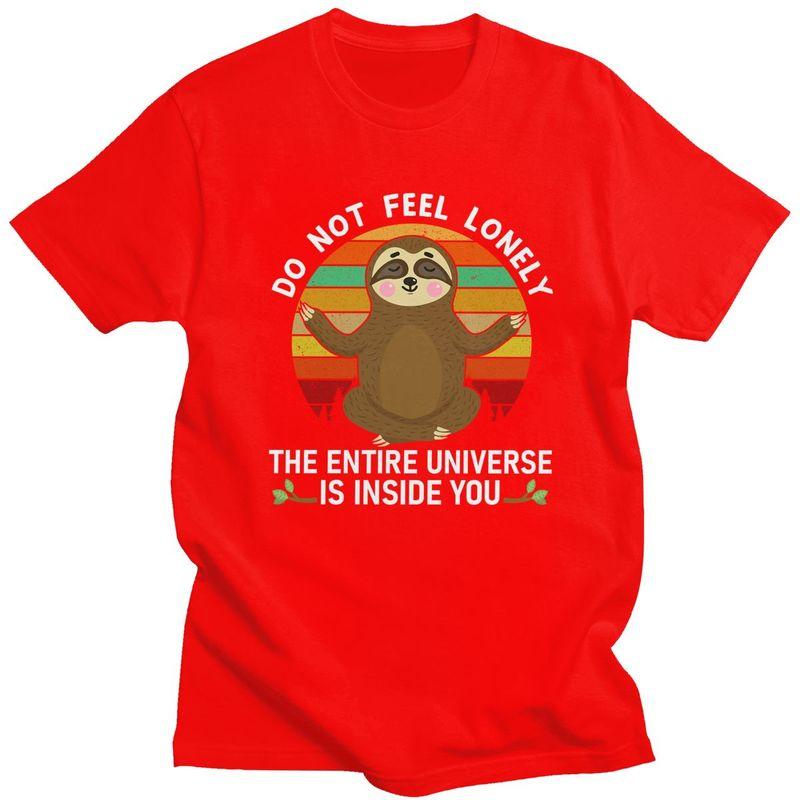 

Custom Retro Sunset Lazy Sloth T Shirt Men Short Sleeve Pure Cotton Tshirt Leisure Tees Fashion Tshirt S