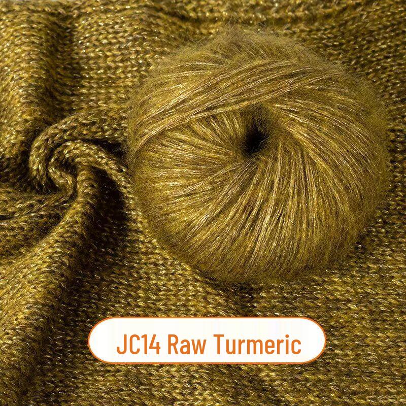 Medium-Thick Sparkly Mohair & Wool Soft Hand-Knitting Yarn Skein