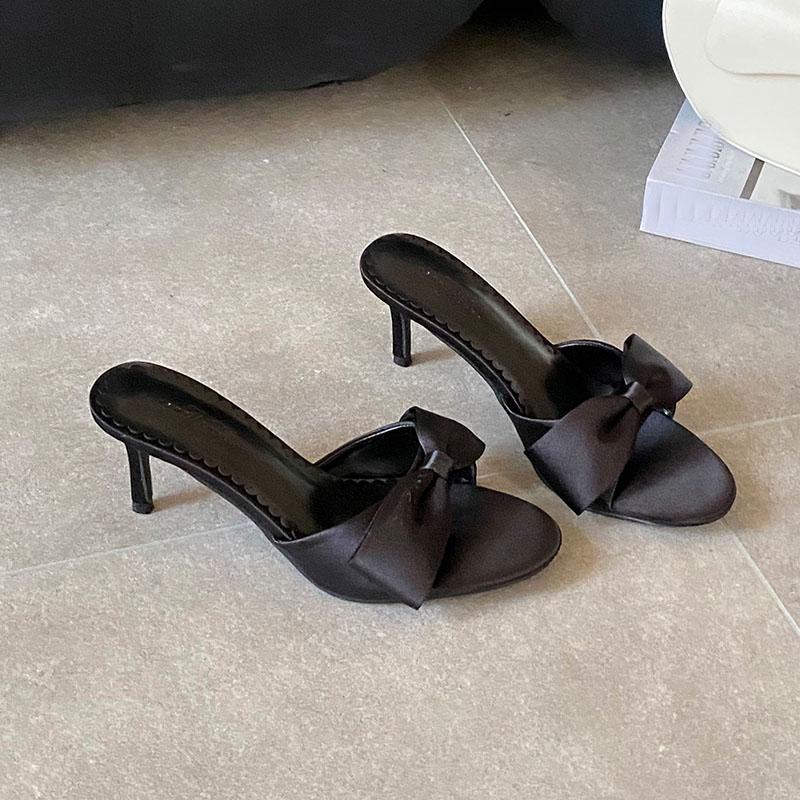 Mode Mode Schleife Elegant Damen Dünne Absätze Pumps Schuhe Luxus Damen Slipper Schuhe Runde Zehenpartie Damen High Heels Schuhe