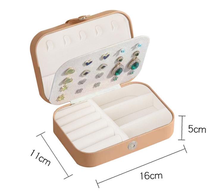 Fashion portable jewelry box jewelry storage rack display travel jewelry box button leather storage zipper jewelry