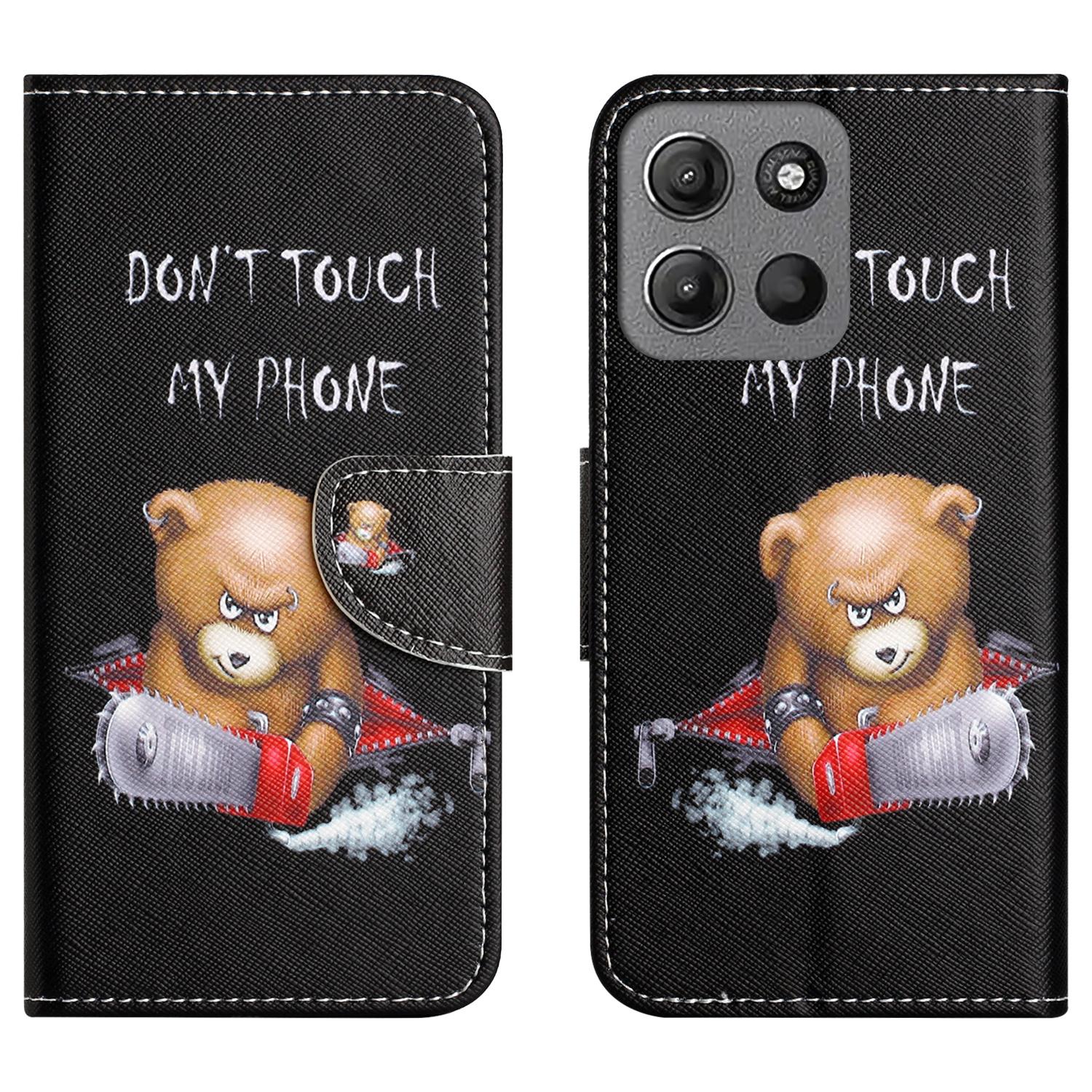 

For Motorola Moto G86 5G/G86 Power 5G Case Pattern Printing Cross Texture Leather Phone Cover Bear
