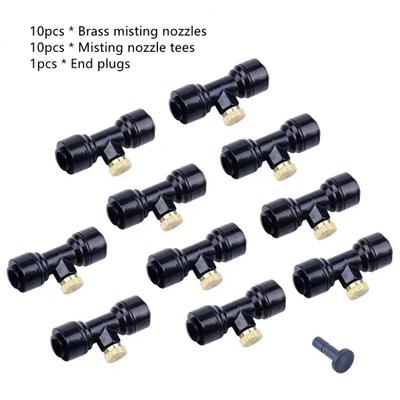 Misting Nozzles Kit,Water Misting Nozzle Tees Thread 1/4 Inch and Brass Orifice Nozzle for Outdoor Spray Cooling System