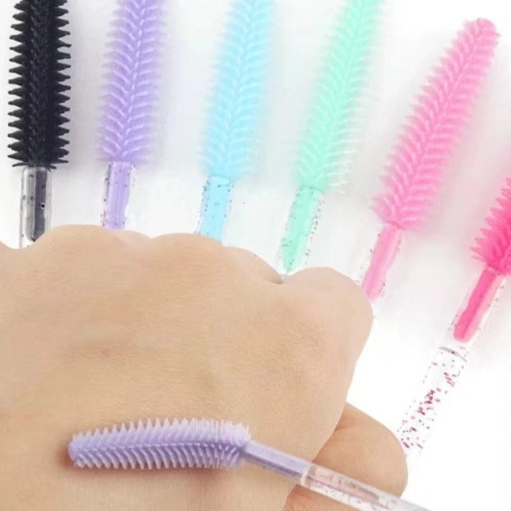 50pcs Crystal Silicone Eyelash Brush Eyelashes Extension Spoolie Microbrush Lash Makeup Brushes Cosmetics Tool Eyebrow Comb