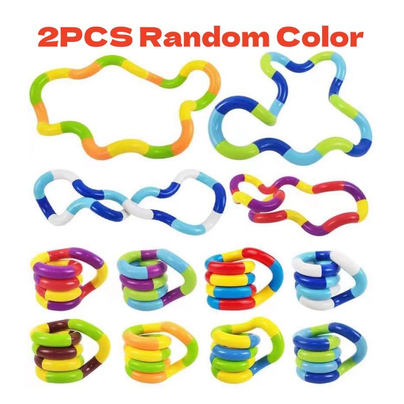 2 Stück Regenbogen Kreis Tangle Seil Verdrehen Fidget Spielzeug - Sensorisch Autismus Therapie Anti Stress Kinder Fidget Spielzeug Jouet Antiestres Niños