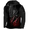 Herren Kapuzenpullover Lockerer Schnitt Mit 3D Digitalem Tierdruck Air Layer Stoff Langarm Freizeit Oberteil Alles