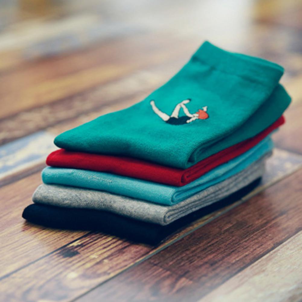 Unisex Autumn Winter Funny Cartoon Solid Color Elastic Cotton Middle Tube Crew Socks Creative Socks