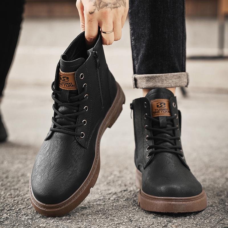 Men's Soft Soled Four Season Anti Slip Comfortable High Cut Boots Men's Thick Soled Comfortable Outdoor Travel Shoes