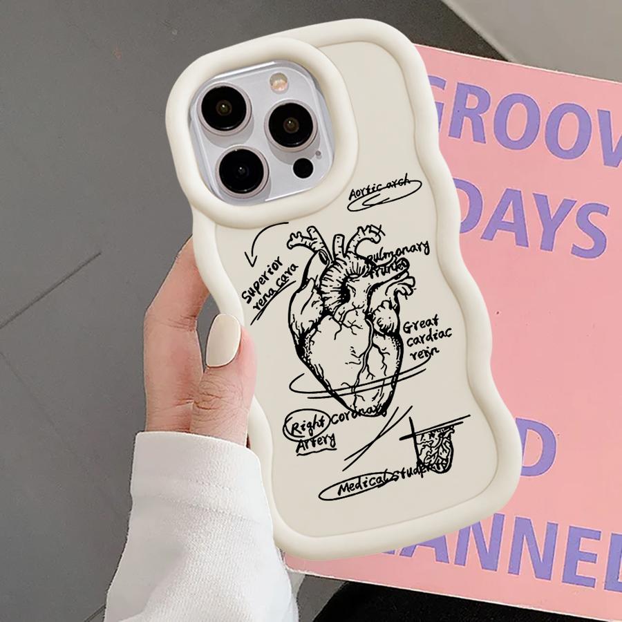 Minimally Designed Organs Soft Phone Cover Case for iPhone 15 Plus 14 13 8 XR 12 16 Pro Max 17 Air 11