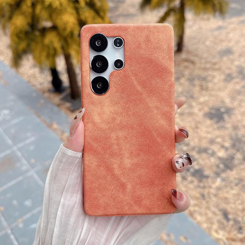 Cowboy Jeans Stoff Rüstung Rahmenloses Case Für Samsung S25 S24 S23 S22 Ultra Hülle Candy Denim Schutz Hülle Harte Handyhülle