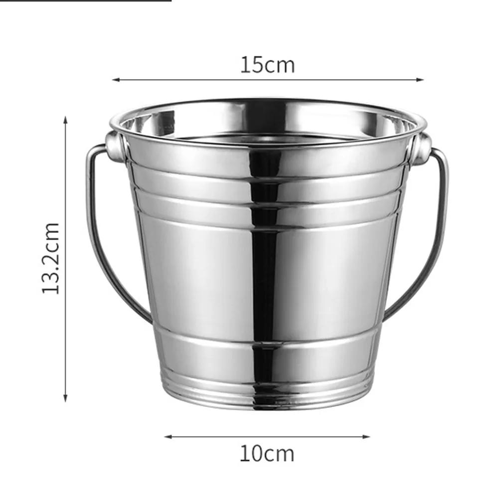 Stainless Steel Ice Bucket Portable Ice Chiller Cooler With Comfortable Handle For Champagne Beer Party Barware 1/1.5/2/2.5L