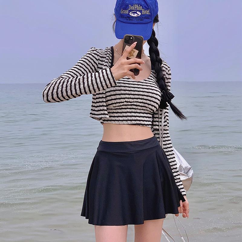 

Корейский ретро спортивный стиль женский набор из четырех предметов для купания XL