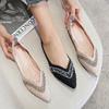 Fashion Women's Flat Shoes Pointed Toe Slip-on Office Ladies Footwear Diamond Trends 2025 New Arrival Stylish Korean Aesthetic Offer In
