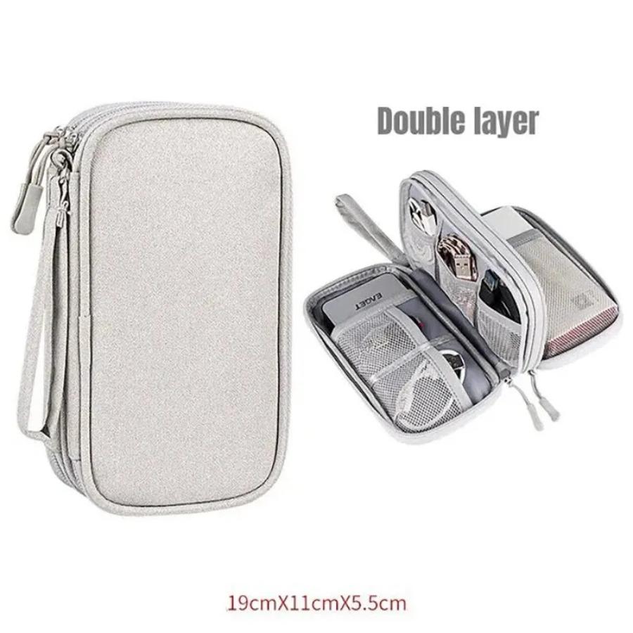 New Travel Organizer Bag Cable Storage Organizers Pouch Carry Case Portable Waterproof Double Layers Storage Bags Cable Cord