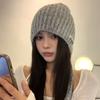 Gray Fur Ball Tassel Beanie Women's New Autumn and Winter Warm and Cold Proof Ear Protection Hat Large Head Circumference Hat Trendy