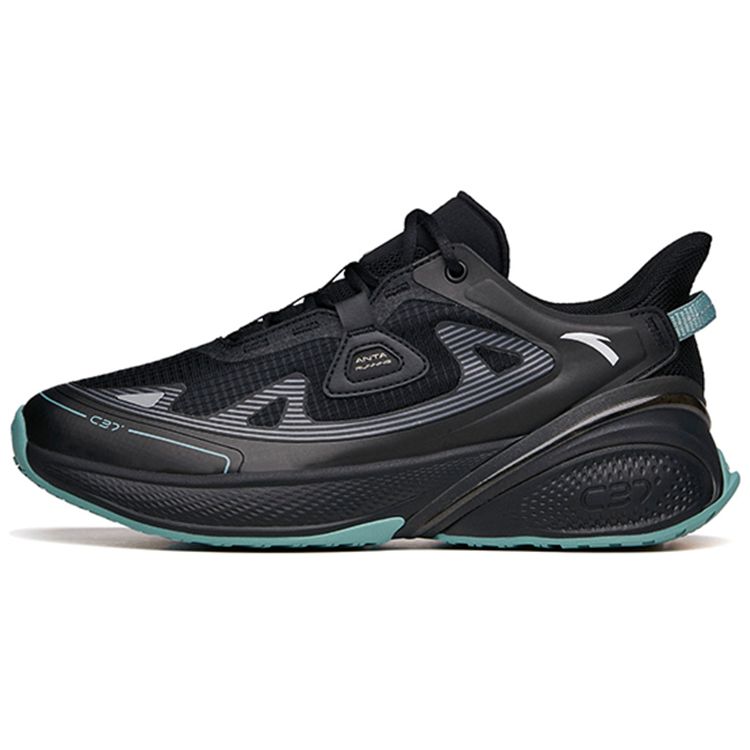 Anta Running Series Soft Sole Lightweight Shock Absorption Low Top Running Shoes Men Sneakers Black Gray Green 112135530R-5 44.5