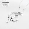 Moon Cat Sterling Silver Clavicle Necklace for Women – Simple, Cute, Versatile Accessory
