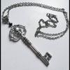 Gothic Antique Silver Skull Crystal Key Necklace - Hot Sale!