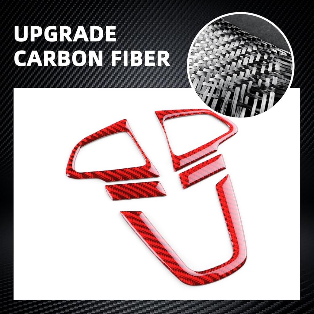 Real Carbon Fiber Steering Wheel, Button Chin Frame Covers for Ford Focus RS/ST/SE/ECO Boost (2015-2018), Decor Stickers Kit Interior Car