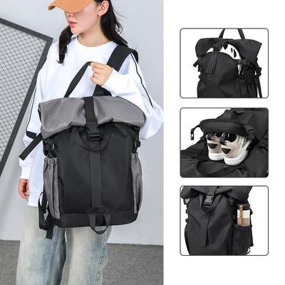 Men's High-End Functional Cycling Backpack - Trendy Foldable Roll-up Shoulder Bag for Outdoor Travel