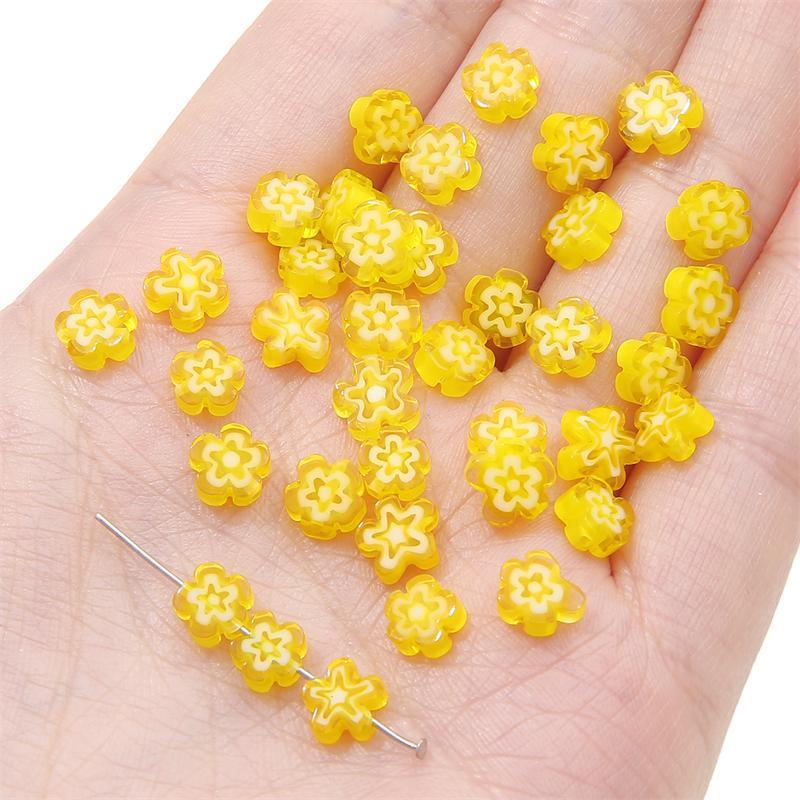 10 Stück 6mm Handgemachte Lampwork Glasanhänger Blumenperlen für DIY Halskette Armband Ohrring Schmuck Basteln