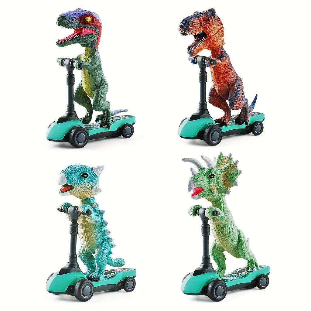 Trottinette à pédales dinosaure jouet mini voiture à rétrofriction vélo à impulsion au doigt jouet pour garçons 3 ans et plus coffret cadeau dinosaure pour enfants cadeau pour fête d'anniversaire d'enfants Noël