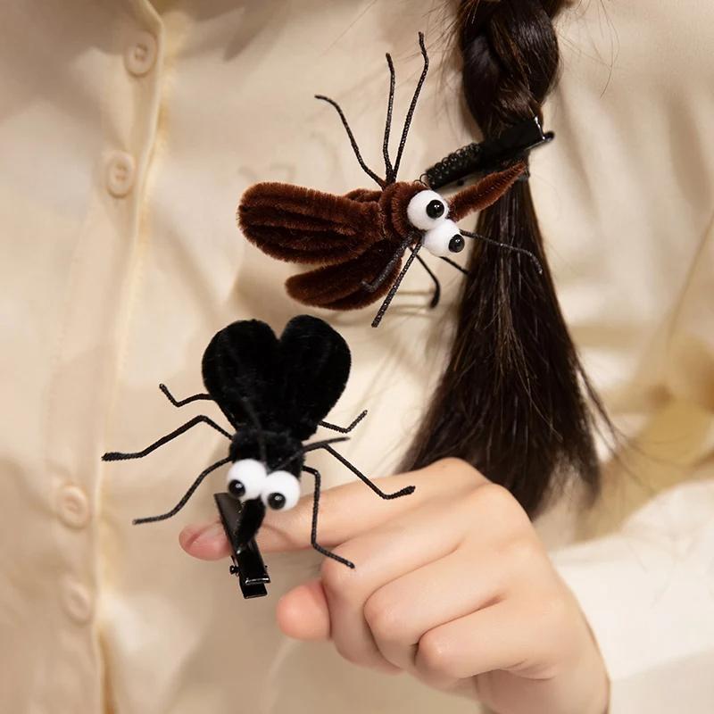1 Piece Cute Insect Spring Hair Clip Creative Mosquito Plush Toy Hairpin Funny Children Joke Props Photo Prop Girls Decor