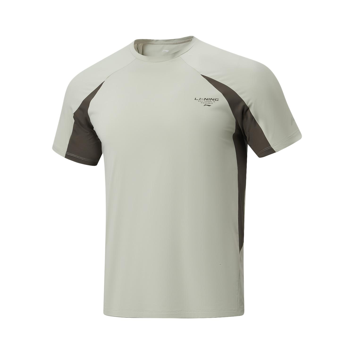 Li-Ning Fitness Series Slim Fit Round Neck Logo Letter T-Shirt Men tops ATSW393-6 S