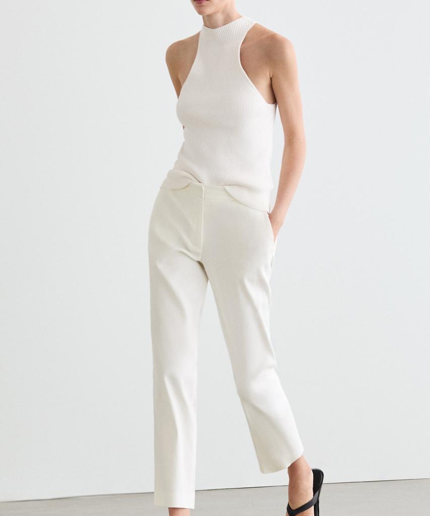 Masimodutti Straight Fit Linen Blend Pants