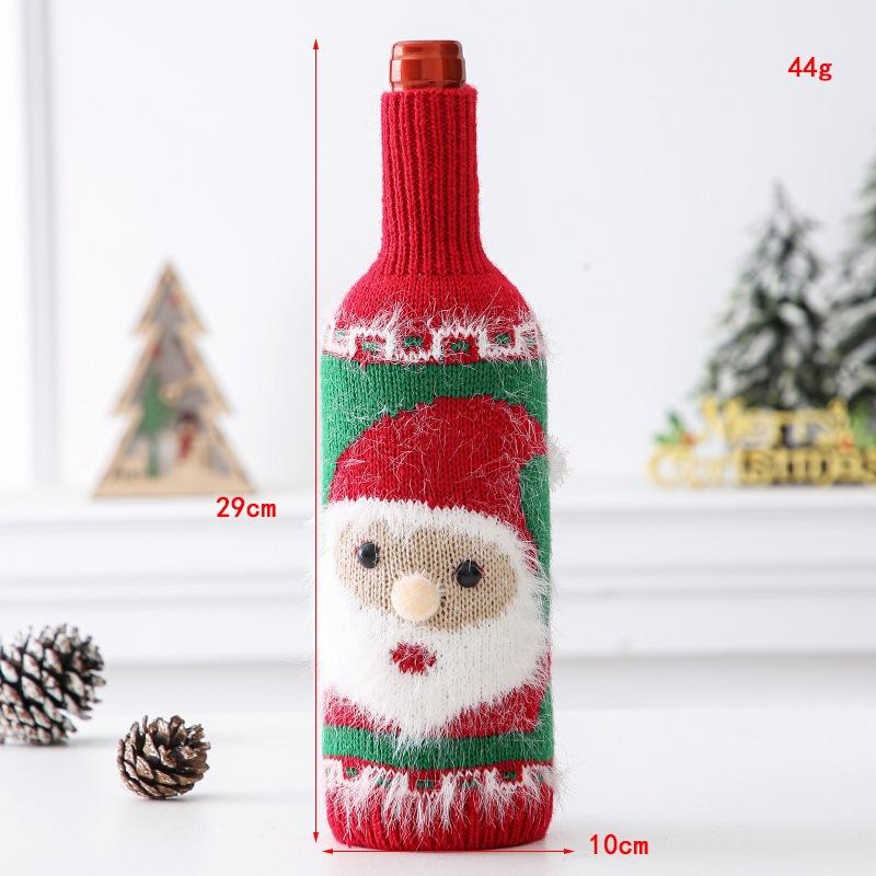 

Christmas Red Wine Bottle Protective Cover Santa Claus Snowman Knitted Red Wine Bottle Cover Champagne Bottle Cover New Year
