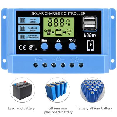 Controlador de Carga Solar 30A 20A 10A 12V 24V Auto Panel Solar Pv Controlador Lcd