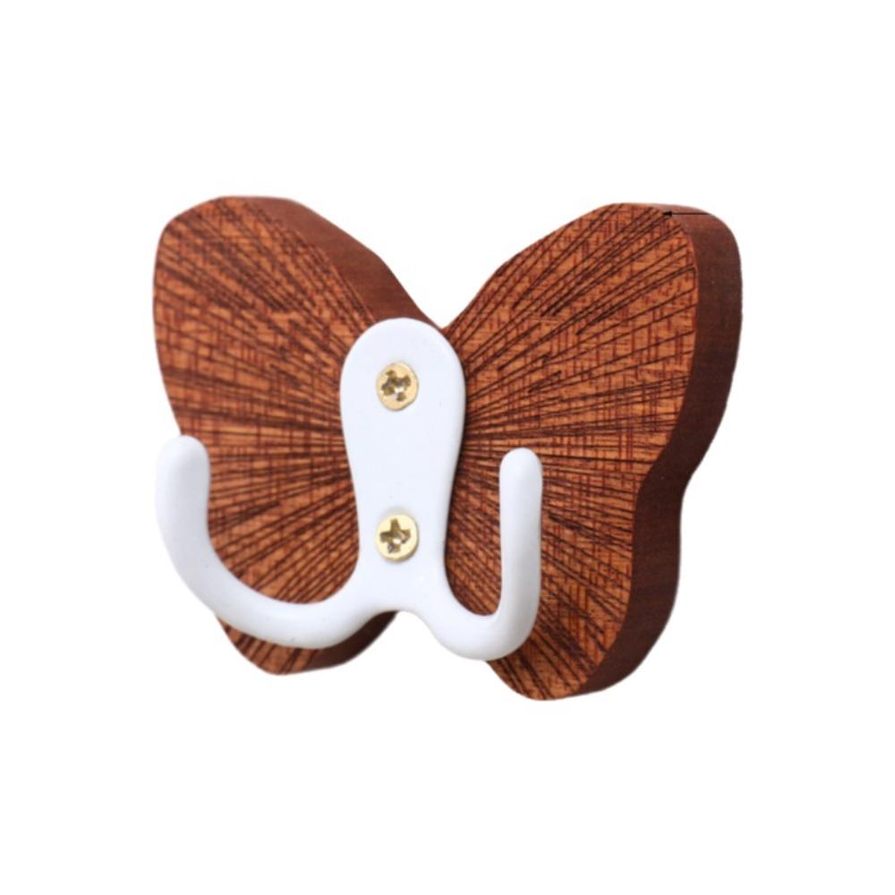 Butterfly Design Self-adhesive Coat Hanger Double Hook Hanging Key Holder Home Decoration