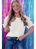 European and American Summer Gauze Ruffle Sleeve Women's Cropped T-Shirt