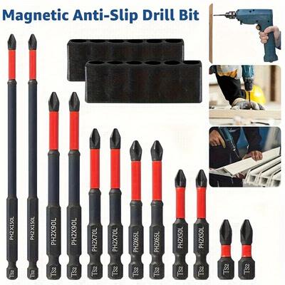 10/12 stuks Magnetische Schroevendraaierbitset S2 Staal 1/4 inch Schacht Elektrische Schroevendraaierbits Kruiskop Slag Schroevendraaierbit