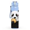 1PC Panda Holding Fruit Bite Pattern 750ml Color Plastic Sports Water Bottle Leakproof Flip Straw Lid Suitable for Sports Office Home Use