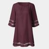 Women's  Mesh Panel Blouse 3/4 Bell Sleeve Loose Top Shirt Dress