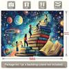 Magische Bücherleiter Galaxie Wandteppich, Kinder Lesen Fantasie Sternenhimmel Wandbehang