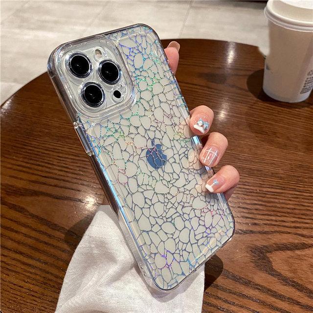 Gradient Rainbow Laser Phone Cases For Iphone 13 11 12 Pro Max Xs Max Xr X 7 8 Plus 13 Pro Transparent Soft Clear Acrylic Cover