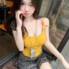 Daisy Flower Yellow Small Suspender Vest Ins Women's Summer Wear Inside Sports Back Sweet Hottie Short Top