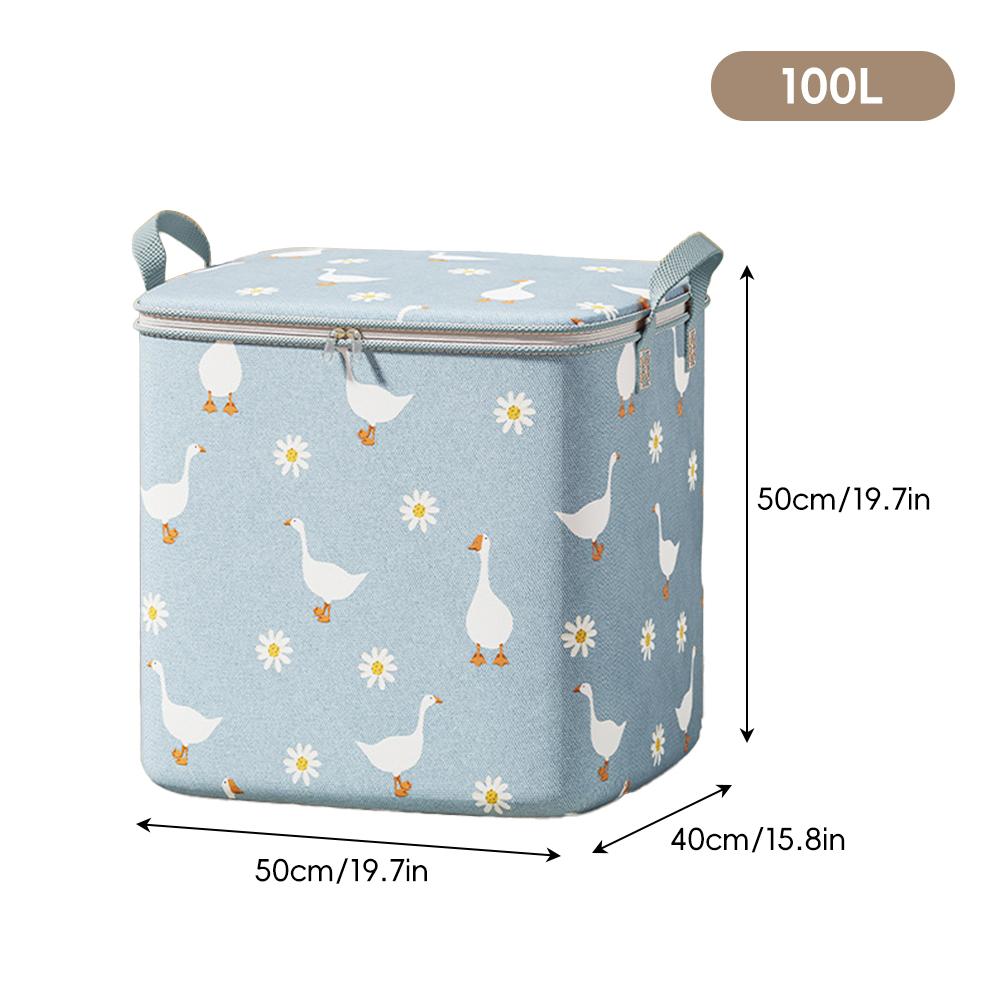 Складная сумка для хранения одежды большой вместимости, портативный органайзер для спальни, складная пылезащитная сумка на молнии для одеял для сезонного хранения при переезде 100L синий