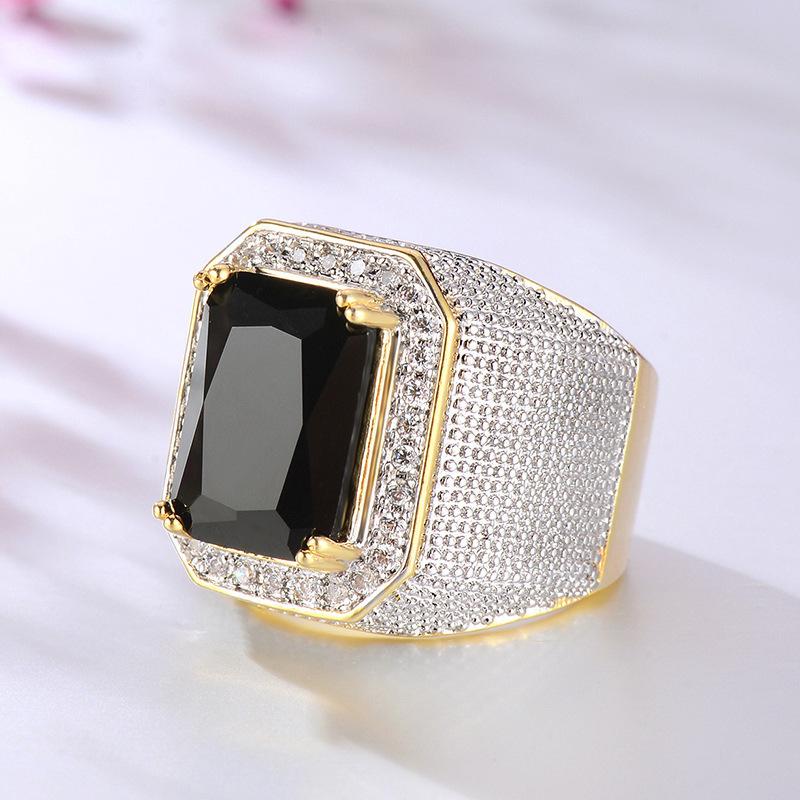 Zircon-Studded Hip-Hop Domineering Square Men'S Ring, Fashionable Retro Versatile Trendy Men'S Ring, Source