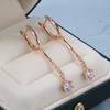 Kinel Vintage Rose Gold Color Long Earrings Zircon Pendant Jewelry KTJ