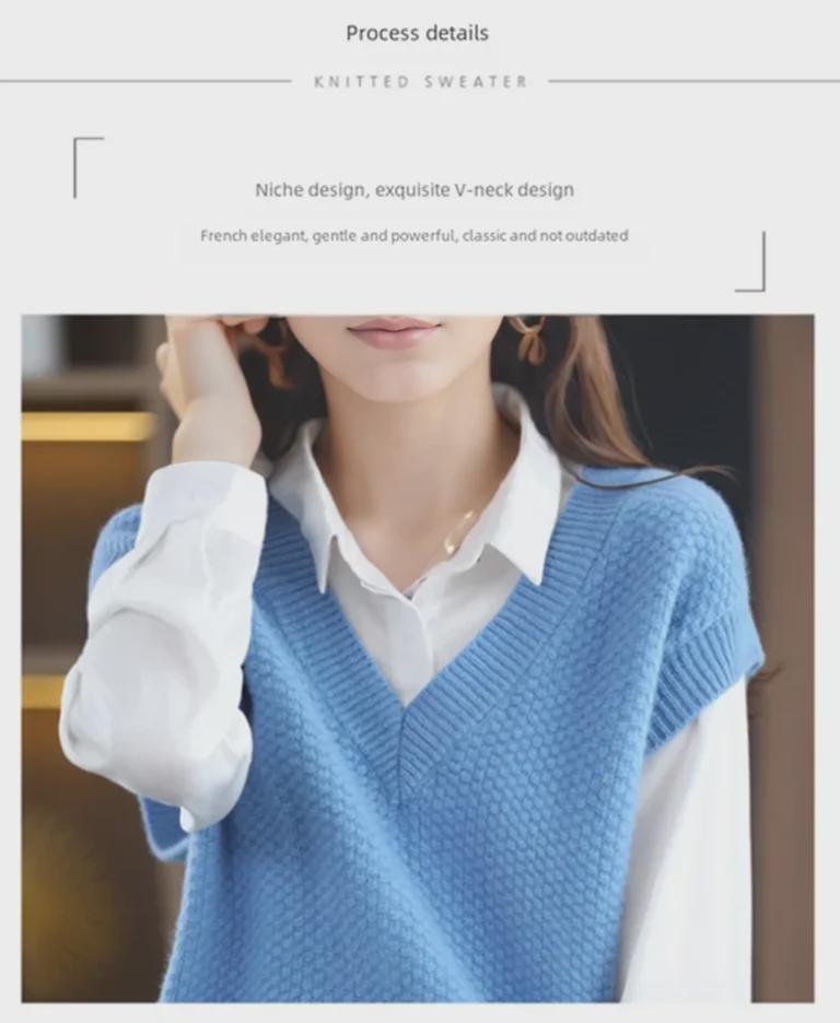 Chaleco de Punto Suave y Ceroso para Mujer - Primavera 2023 Chaleco Jersey Cuello en V para Primavera y Otoño