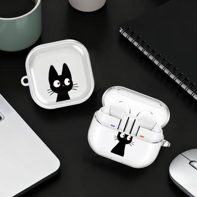 Transparente Kopfhörerhüllen Abdeckung Mit Haken Hülle Für Samsung Galaxy Buds 3Pro 2 4Pro 2Pro 4 Pro 3 FE Live Niedliche Cartoon-Katze