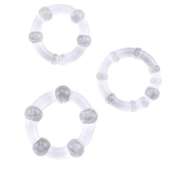 3ks/sada Muži Kulatý penis Časová prodleva Kroužky Korálky Sexuální stimulace Produkty pro dospělé
