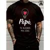 Mens Casual Short Sleeve TShirt  100 Cotton Spanish Papa Graphic Print with Heart Light Bulb Design  Fathers Day Gift
