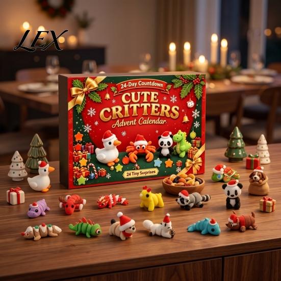 3D Printed Christmas Advent Calendar Calendar, 24-Day Animal Figure Countdown Box Cute Toy Figures with Articulated Joints, Holiday Tree Decor,